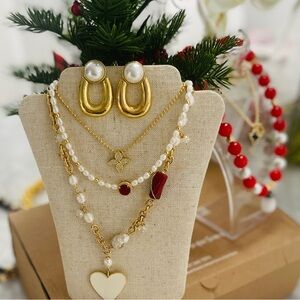 Heart Necklace withh Coral Stone